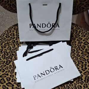 Pandora Set Of 6 Elegant White Gift Bags-NEW!